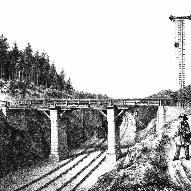 Lithografie Brücke No. IV | um 1850 | Quelle: Georg Könitzer, DB Museum Nürnberg, Mappe F21–M21