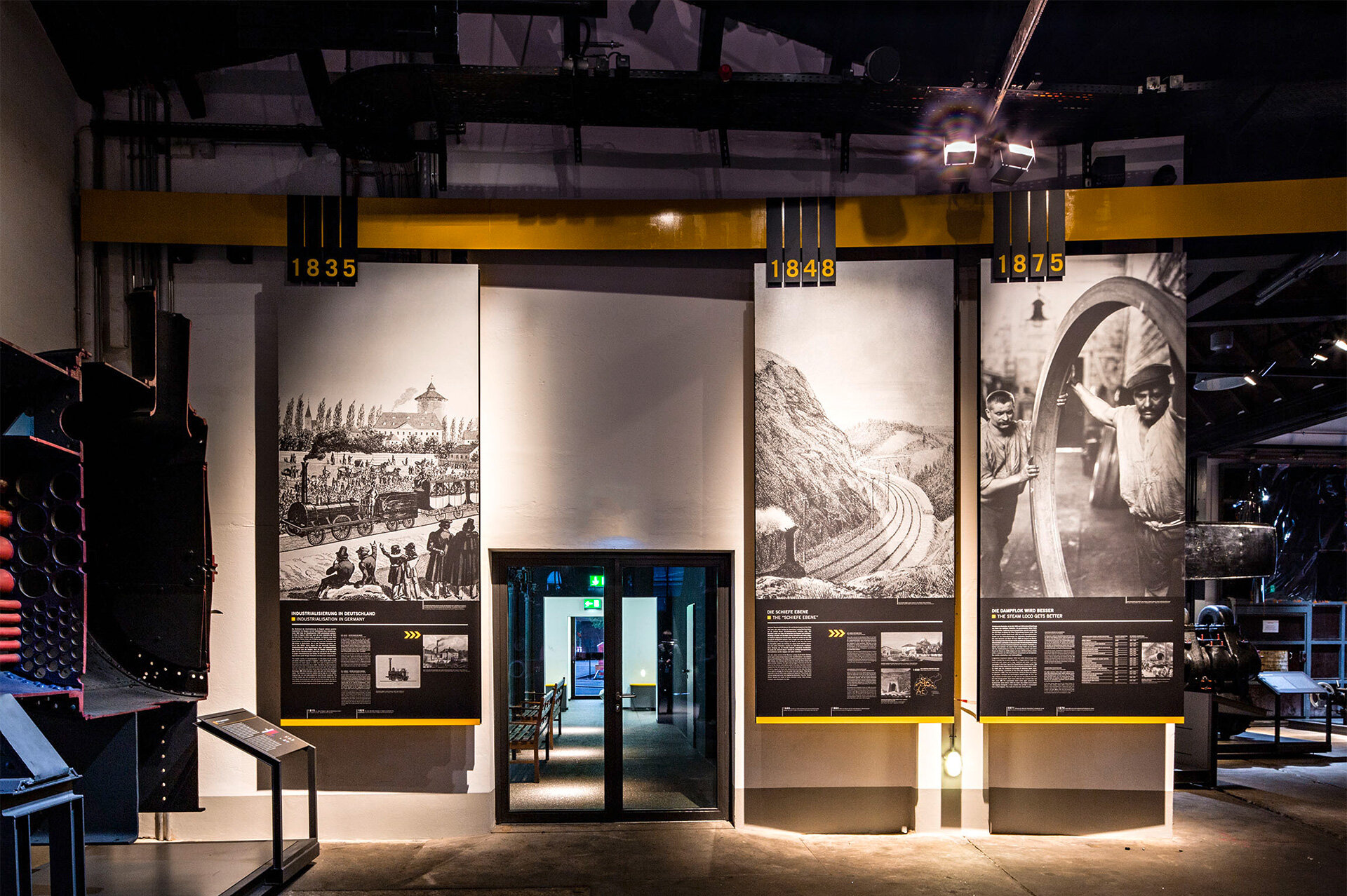 A large historical timeline inside the museum