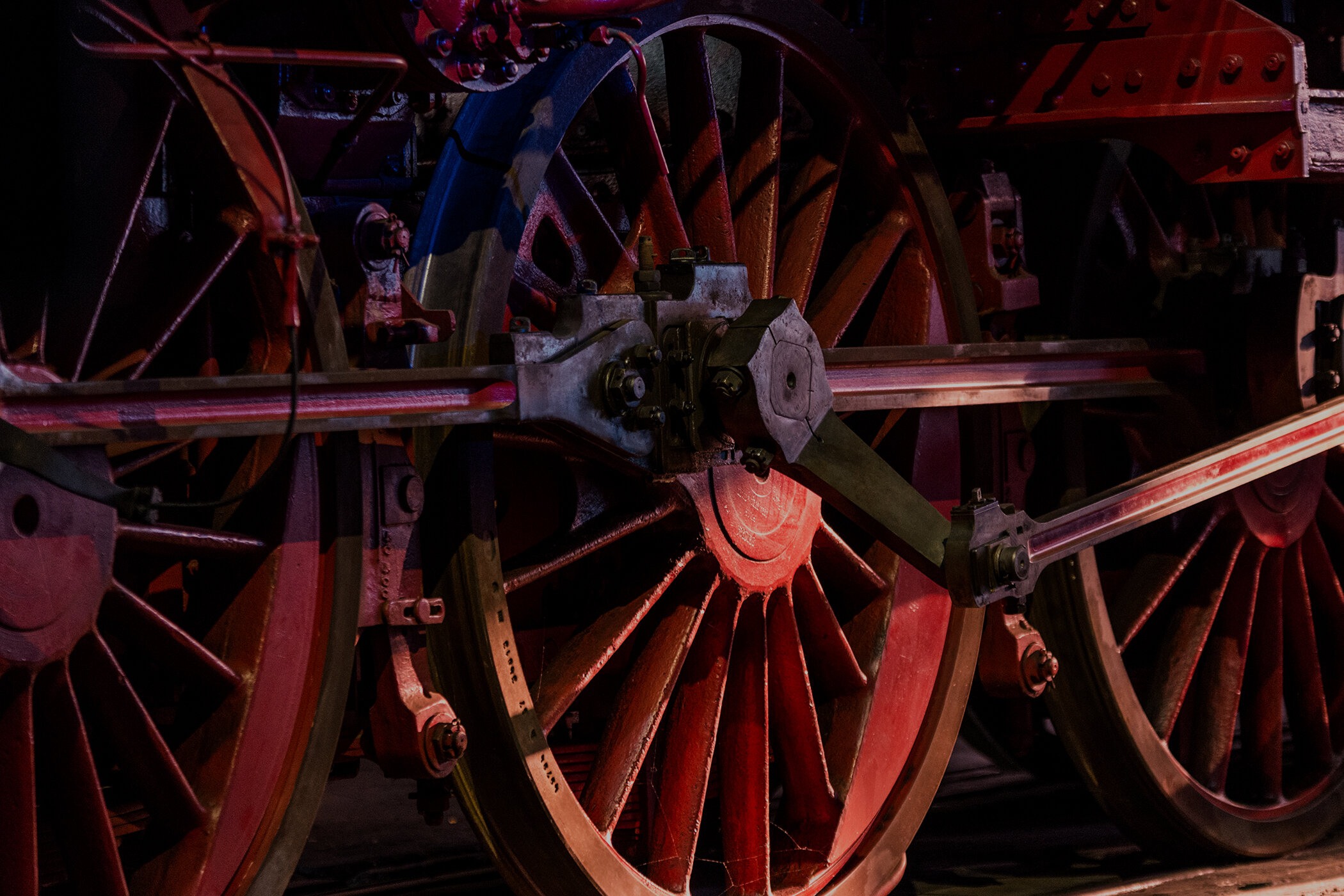 Rail wheels of a steam locomotive