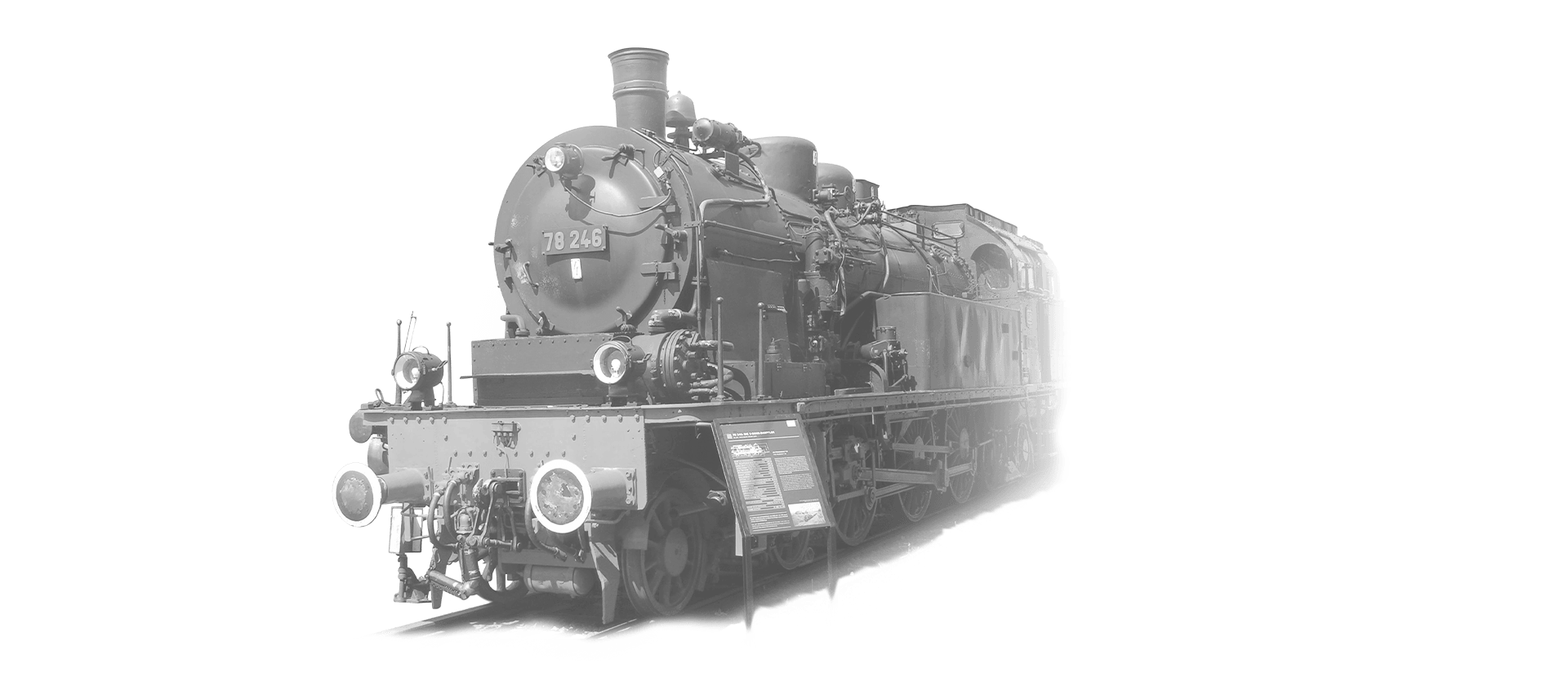 The locomotive 78-246 is coming towards the camera in black and white
