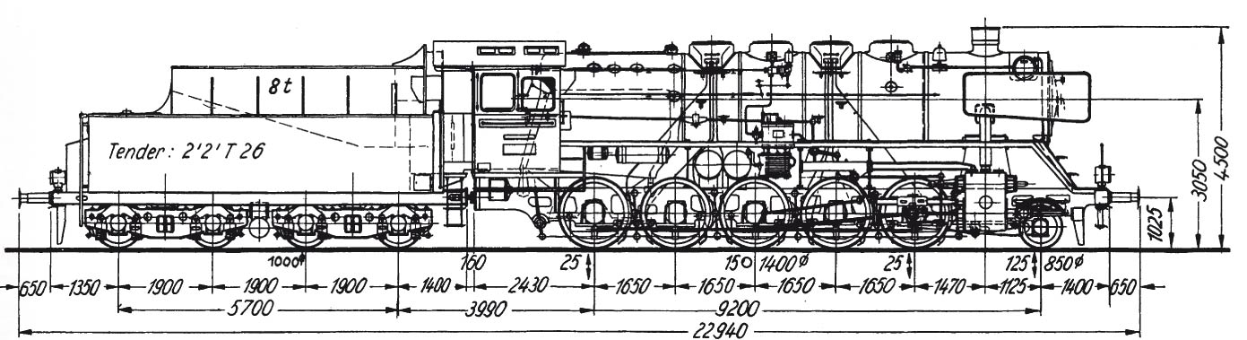 Technical drawing of the locomotive 50-975