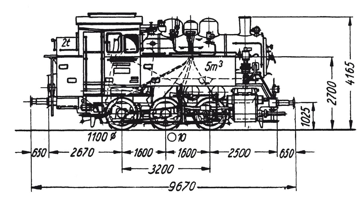 Technische Strichzeichnung der Lok 80-013