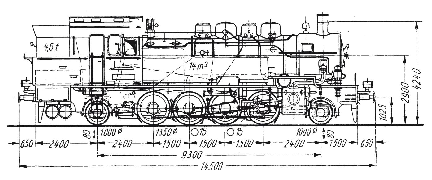 Technische Strichzeichnung der Lok 93-526
