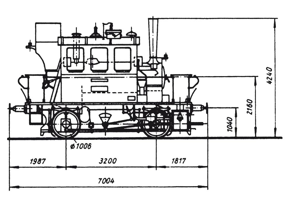 Technische Strichzeichnung der Lok 98-307